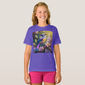T-shirt Oiseau à poitrine jaune violet (Devant entier)