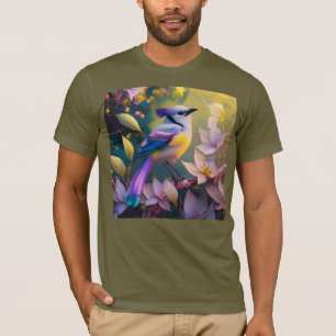 T-shirt Oiseau à poitrine jaune violet