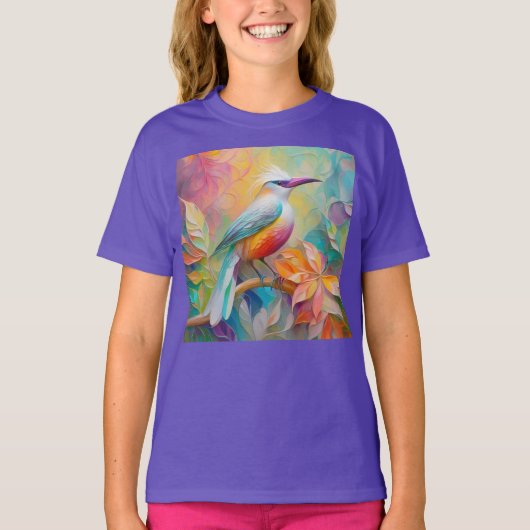 T-shirt Oiseau à poitrine rouge à bec rose (Devant)