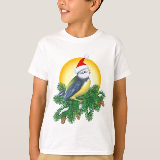 T-shirt Oiseau à Santa Hat (Devant)