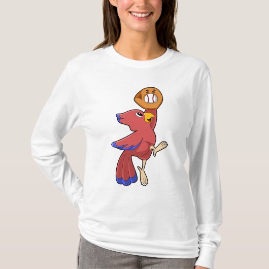 T-shirt Oiseau au baseball avec gant de baseball (Devant)