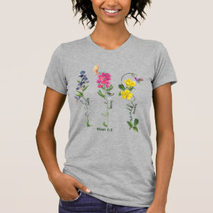 T-shirt Oiseau Avec Fleur Justice Amour Miséricorde Et Mar