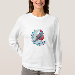 T-shirt Oiseau bleu de Noël d'aquarelle sur la lune