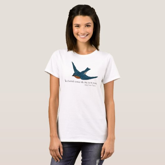 T-shirt Oiseau bleu en vol avec la citation par Thoreau (Devant entier)