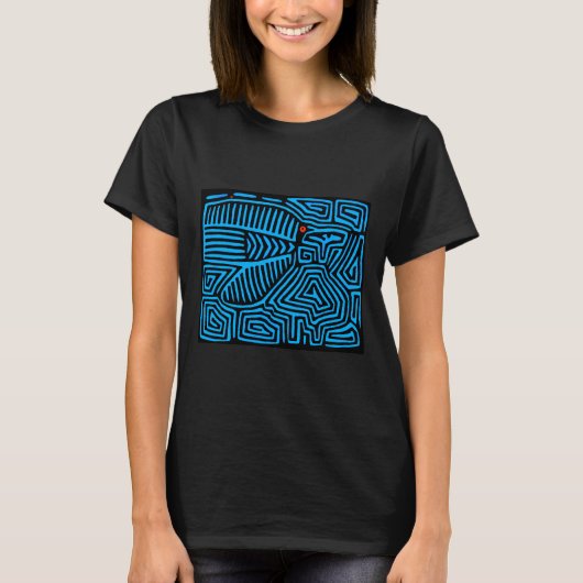 T-shirt Oiseau Bleu Indien Kuna (Devant)