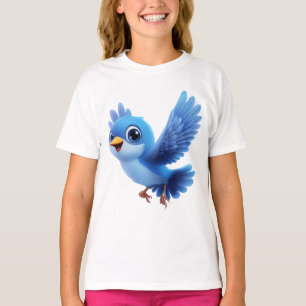 T-shirt Oiseau Bleu Volant – Personnage de Dessin Animé En