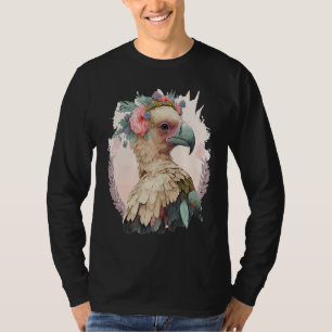 T-shirt Oiseau charmant vautour couronne de fleurs florale