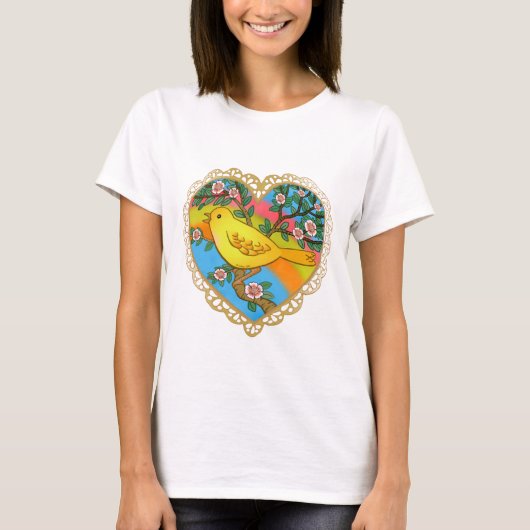 T-shirt Oiseau-Coeur jaune (Devant)