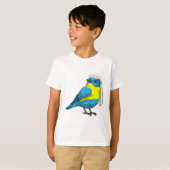 T-shirt Oiseau comme mariée avec une couronne de fleurs (Devant entier)