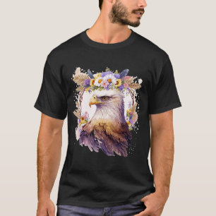 T-shirt Oiseau D'Aigle De Prey Fleur Couronne Florale Oise