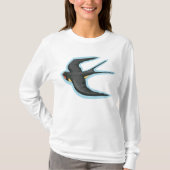 T-shirt Oiseau Dans Les Femmes De Vol Manches Longues (Devant)