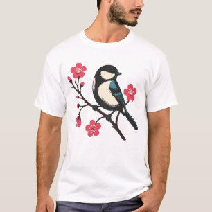 T-shirt Oiseau de cerisier en fleur - Art de la sérénité d