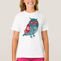 Oiseau de Chouette Vintage bleue