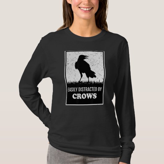 T-shirt Oiseau De Corbeau Facilement Distrait Par Les Corb (Devant)