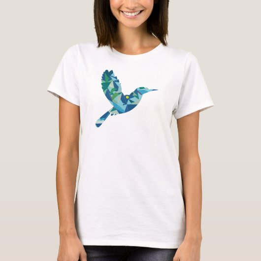 T-shirt Oiseau de couleur géométrique (Devant)
