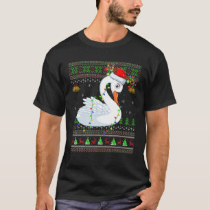 T-shirt Oiseau de cygne Amant Noël Père Noël Swan Vilain N