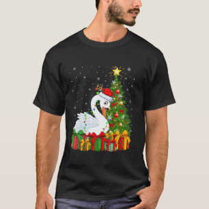 T-shirt Oiseau de cygne Xmas Arbre Éclairage Santa Hat Swa