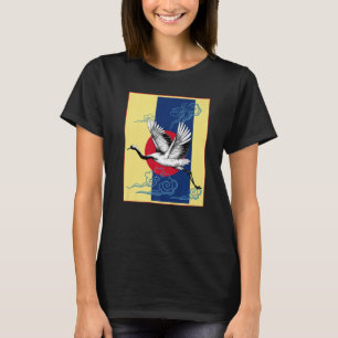 T-shirt Oiseau de grue cool Danse de grue Japonais Re