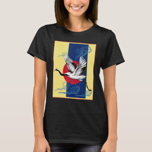 T-shirt Oiseau de grue cool Danse de grue Japonais Re