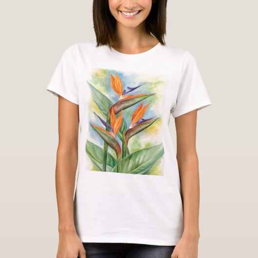 T-shirt Oiseau de l'art de fleur de paradis - multi (Devant)