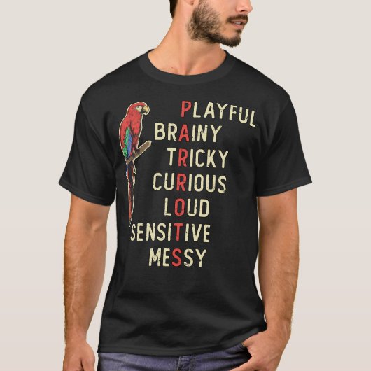 T-shirt Oiseau de perroquet Jouer Brainy animal scintillan (Devant)