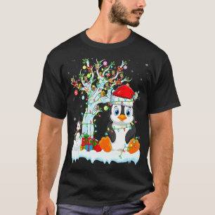 T-shirt Oiseau de pingouin Feu d'arbre de Noël Pingouin de