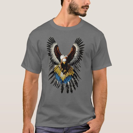T-shirt Oiseau de proie en plumes de guerre (Devant)
