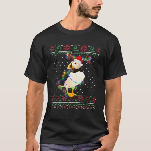 T-shirt Oiseau de Puffin Animal laide sucré Noël Chiot et (Devant)