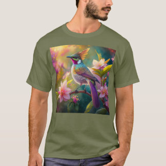 T-shirt Oiseau d'Imaginaire à arc-en-ciel orangé