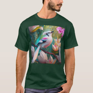 T-shirt Oiseau d'Imaginaire tacheté blanc crêpé