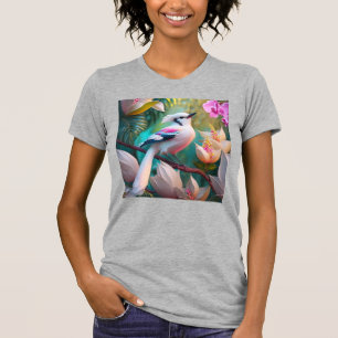 T-shirt Oiseau d'Imaginaire tacheté blanc crêpé