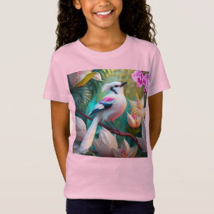 T-Shirt Oiseau d'Imaginaire tacheté blanc crêpé