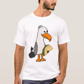 T-shirt Oiseau drôle de mouette mangeant la bande dessinée (Devant)