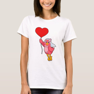 T-shirt Oiseau en fiancée avec voile et ballon en forme de