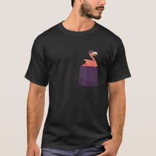 T-shirt Oiseau exotique Flamant rose rose Pocket animal tr