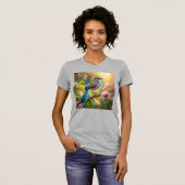 T-shirt Oiseau fantastique à tête verte et ailes de sarcel (Devant entier)