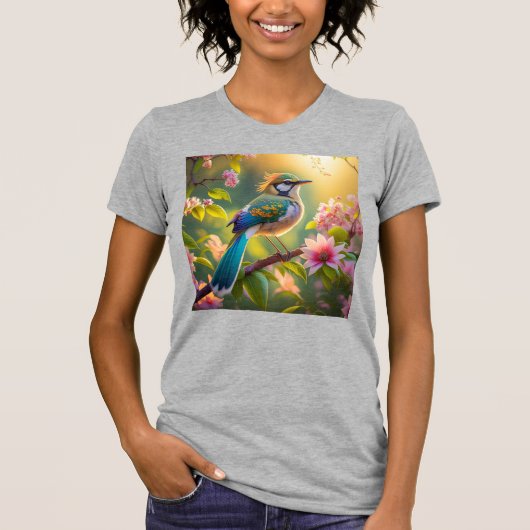 T-shirt Oiseau fantastique à tête verte et ailes de sarcel (Devant)