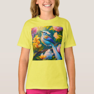 T-shirt Oiseau Fantastique Geai à Ailes Arc-en-ciel