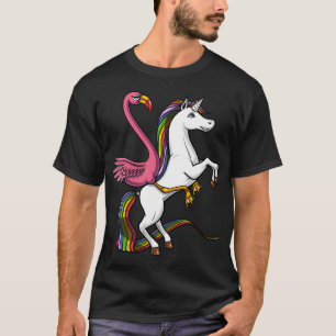 T-shirt Oiseau flamant rose chevauchant une licorne