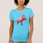 T-shirt Oiseau Flamant Tropical Imprimé Faux Sequins (Devant)