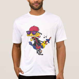 T-shirt Oiseau Géocoucou Rockstar Jouant de la Guitare