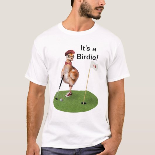T-shirt Oiseau humoristique jouant au golf, texte (Devant)