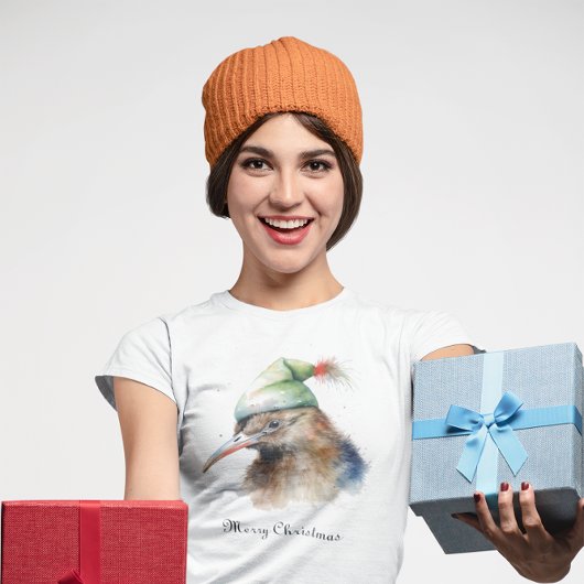 T-shirt Oiseau Kiwi mignon en Casquette elfe de Noël, cout