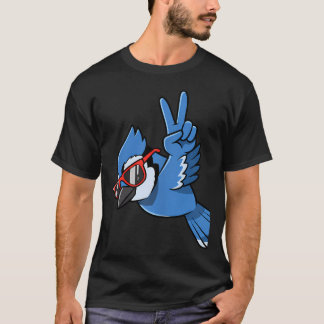 T-shirt Oiseau Mon Geai Bleu Cool Avec Lunettes De Soleil