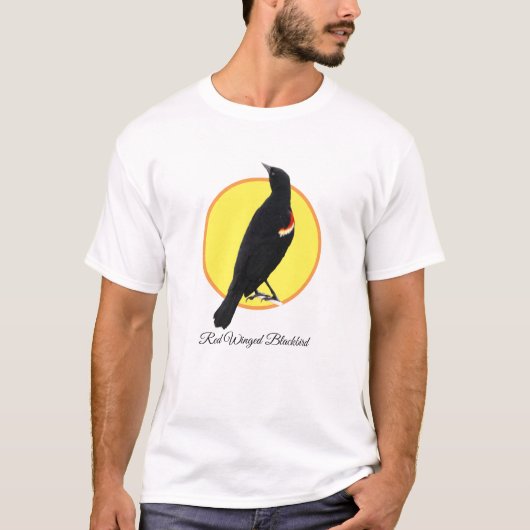 T-shirt Oiseau noir à ailes rouges (Devant)