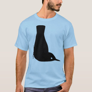 T-shirt Oiseau noir de sittelle faisant face vers le bas