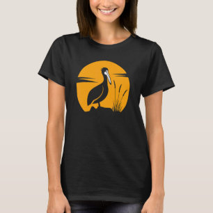 T-shirt Oiseau Pélican Cool Animal Au Coucher Du Soleil Po
