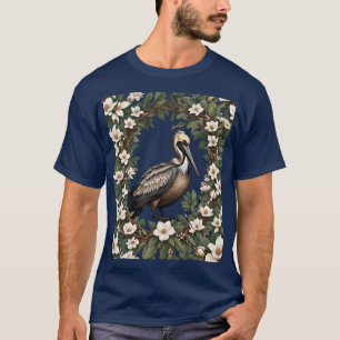 T-shirt Oiseau Pélican Entouré De Fleurs De Magnolia