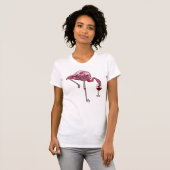 T-shirt Oiseau qui boit du vin flamant (Devant entier)