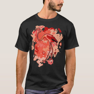 T-shirt Oiseau rose Flamant rose Aquarelle